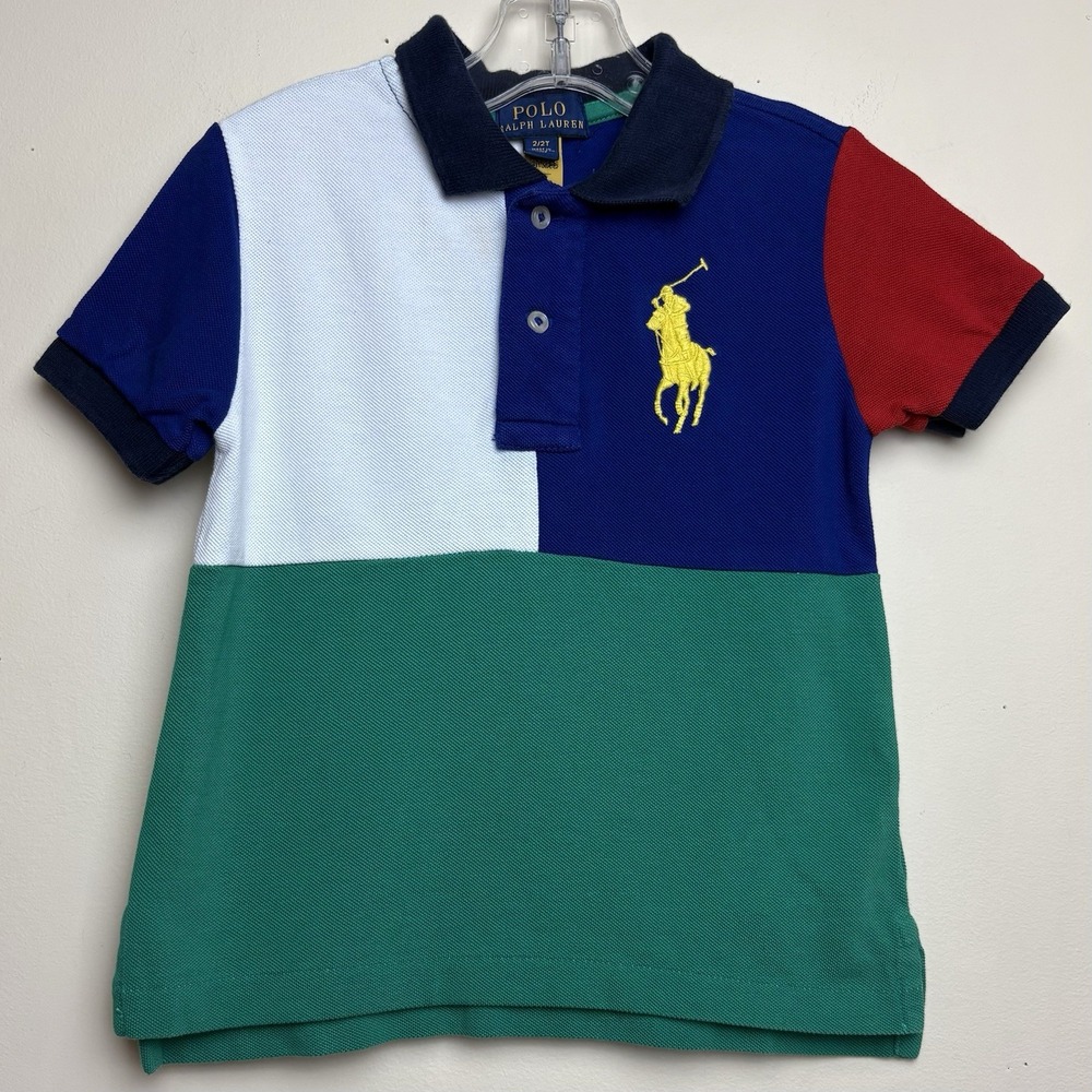 Polo Ralph Lauren Toddler Big Pony Colorblock‎ Polo Shirt Size 2/2T